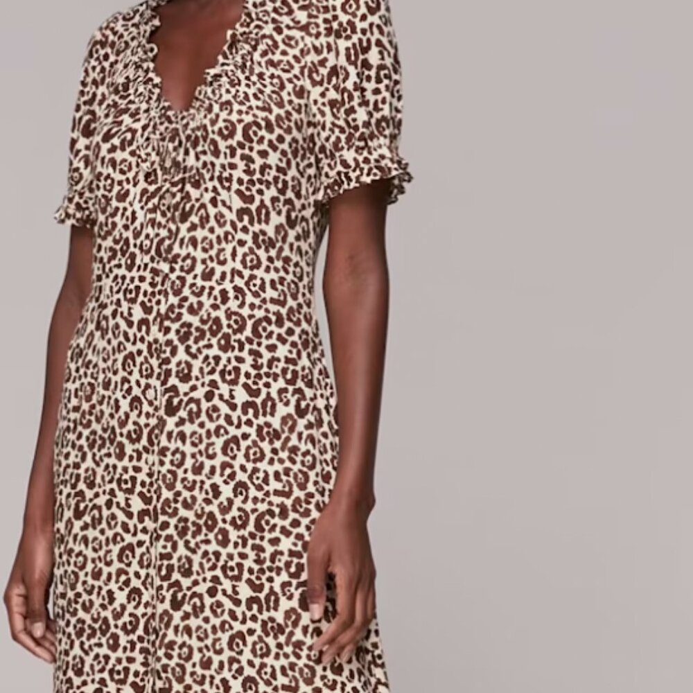Whistles Ada Animal Print Midi Dress